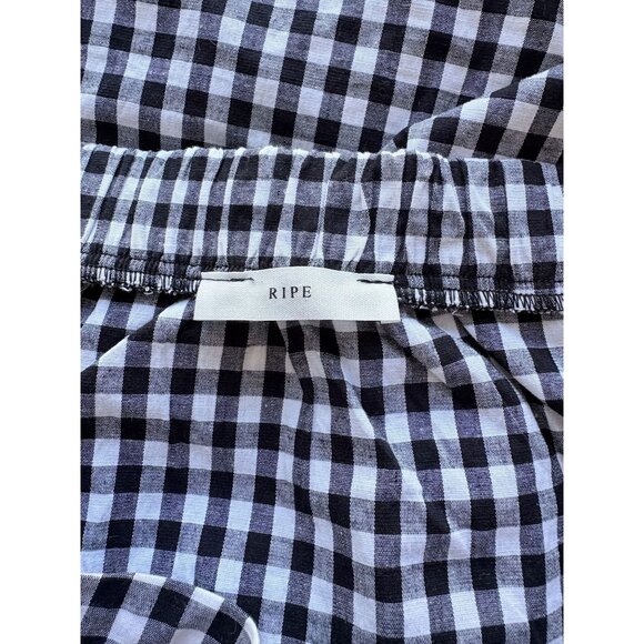 Ripe Black & White Gingham Tie-Sleeve Cotton Blouse Size S - Picture 5 of 6